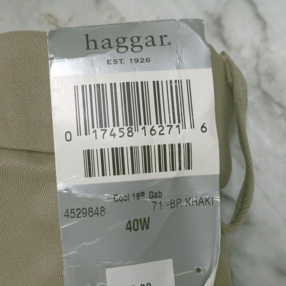 HAGGAR Shorts Khaki Flat Front Classic Gabardine Tan Size 40